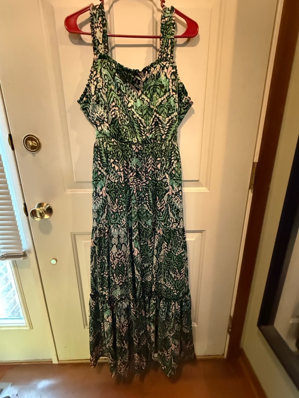 Gracia Green and White Printed Maxi Dress